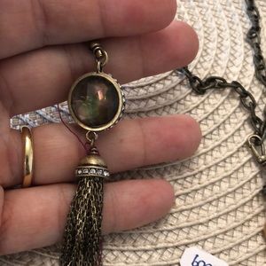 C + I tassel and semi precious stone charm
